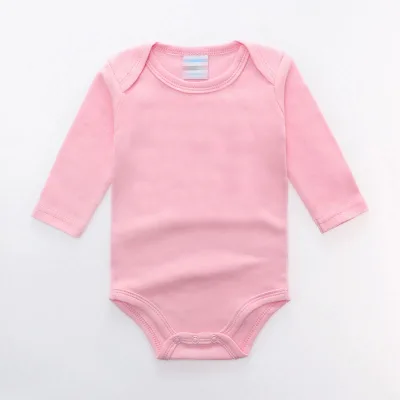 Cheap Price Plain Color Baby Rompers Unisex Long Sleeve Onesie for 0-24 Months Babies
