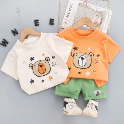 kids summer clothing set 2022 Boys Universal Low MOQ Cotton Comfortable Cute T-Shirt Shorts 2 Piece Set shirts for kid