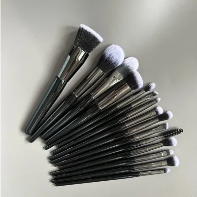 15pcs Powder Make-up Brushes Shiny Black m Black Vegan Makeup Brush Set Black and Gold Black Soft Black Cosmetics Tool