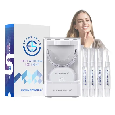 LED Teeth Whitening Kit 32 LEDs Blue + Red Light with UV Sterilization & Charging Dock 16-Minute Timer OEM ODM
