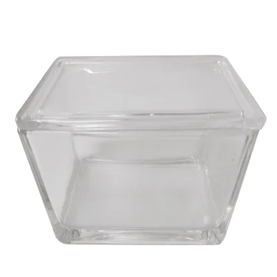 Lab Square Glass Microscope Slide Staining Jar with Glass Lid for 60pcs Microscope Slide