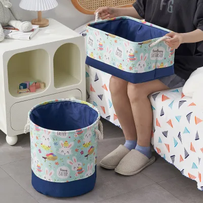 Collapsible Waterproof Round Laundry Hamper Printing Household Organize Laundry Basket Laundry Hamper with Handles
