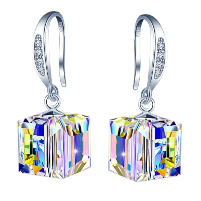Sterling Silver 925 Premium Austrian Crystal Jewelry Dangle Drop Earrings for Women Destiny Jewellery
