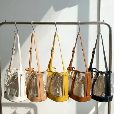 PVC women bag Bucket bag fashion messenger bag niche child mother jelly bag