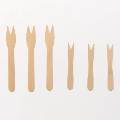 300 Packs Natural Bamboo Wooden 9 cm Fruit Forks in One Bag for Serving Appetizer