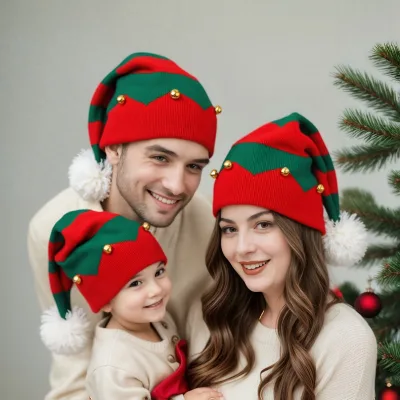 WOWEI Embroidered Children & Adults Christmas Hats for Autumn/Winter-Floppy Brim Woolen Yarn