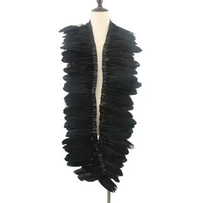 Wholesale Cheap Black Big Size 15-20cm Goose Feather Trimming for Party Dance Dress Decoration