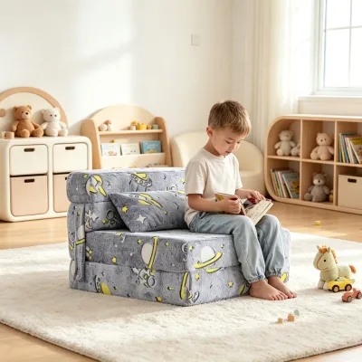 Folding Sofa Bed Floor Mattress for Kids Glow Tri Folding Mattress Kid Fold up Sofa Futon Chair Bed