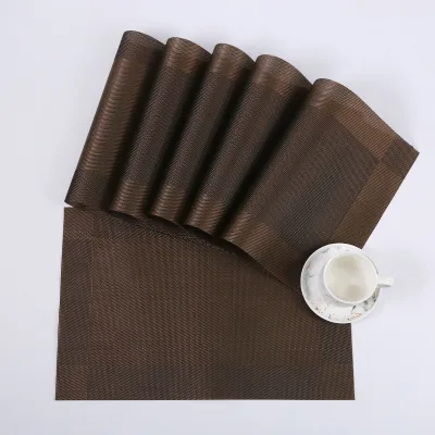Wholesale Lightweight Western Chinese Style Dining Table Mats Nordic Teslin PVC Square Insulation Woven Pads