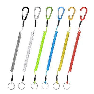 Retractable Waterproof Soft Fishing Lanyard High Strength TPU Reel Black/Red Portable Leash for Lake & River Fishing