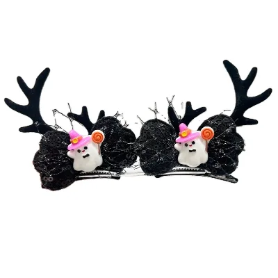 Linda Halloween New Bow Knot Ribbon Flower Hairpin Children Head Accessories Cartoon Resin Glitter Sequins Hairpins for Girls
