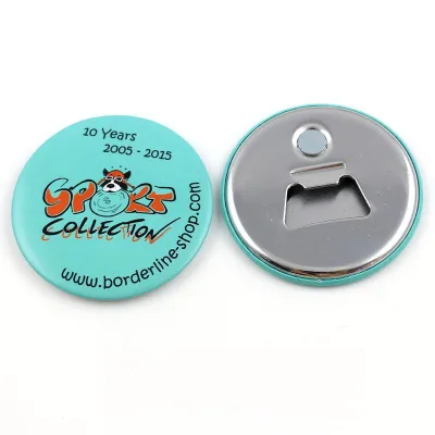 Wholesale Souvenirs Metal Round Button Badge Beer Fridge Magnet Bottle Opener Custom logo