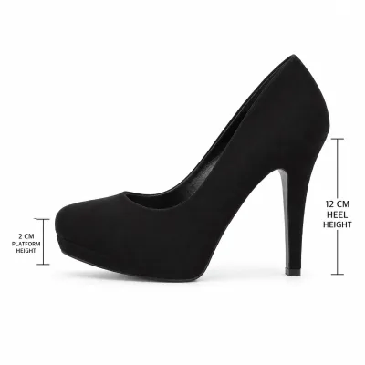 OEM ODM Women's Black Suede Platform Pumps 12cm Stiletto High Heels Business Office Dress Shoes Custom Wholesale Factory