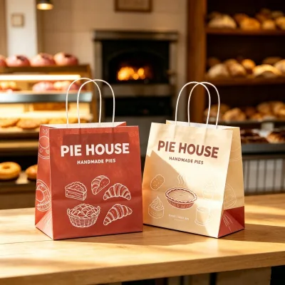 Factory Price Wholesale Kraft Paper Bag Takeaway Fast Food Sandwich Salad Dessert Bakery Packaging Bag with Custom Logo