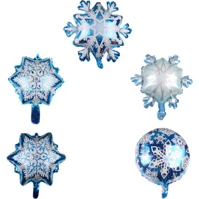 Christmas New Year Decorate Winter Star Snowflake Birthday Balloons for Snowflake Stars Aluminum Foil Balloon Party Decoration