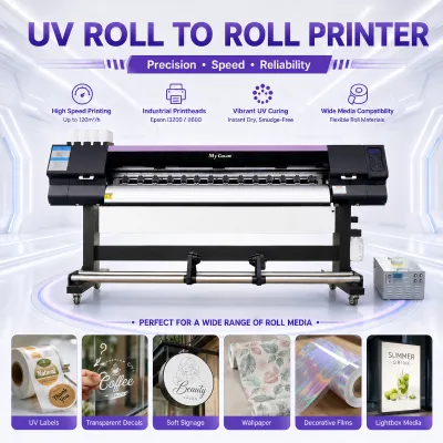 Mycolor Factory Roll to Roll Uv Led 1.8m I3200 Head Pvc Light Box Poster Flex Banner Car Sticker Uv Roll Machine