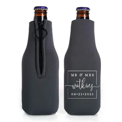 Wedding Bottle Sleeves Personalized Wedding Favors Zippered Beer Bottle Holders Your Wedding Monogram