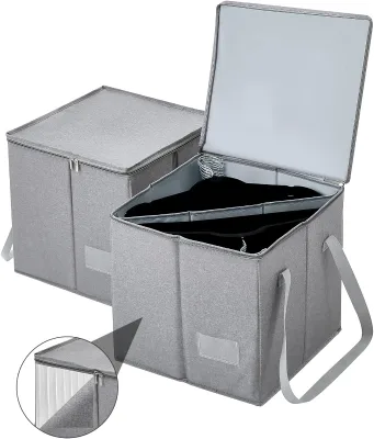 Large-capacity Foldable Oxford Cloth Hanger Storage Box with Two Handles Suitable for Bathroom Bedroom Laundry Room Organization