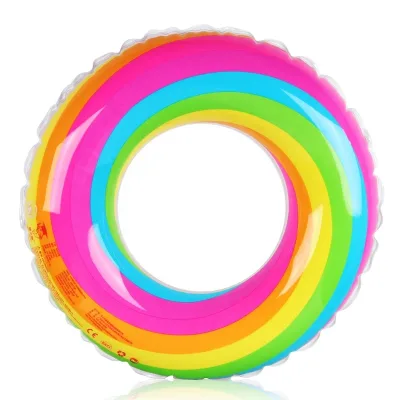 Custom Child-Sized Portable Inflatable Colorful Rainbow Swim Tube Made in Guangdong for Water Leisure