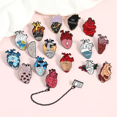 Hot Sale Cartoon Heart Series Medical Organs Jewelry Brooches Personalized Heart-shaped Enamel Pin