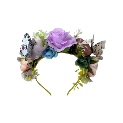 Headpiece Forest Style Women Hair Headband European American Style Butterfly Flower Decorated