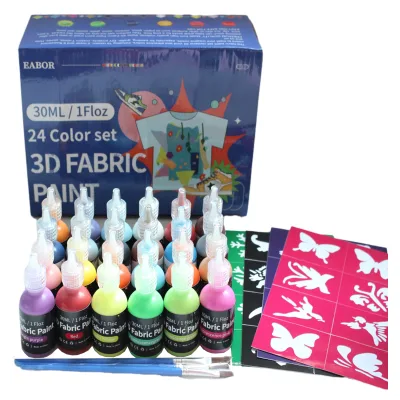 3D DIY Professional Quality Fabric Art Paints 24 Colors 10ML Set Best Deal for Creative Painting