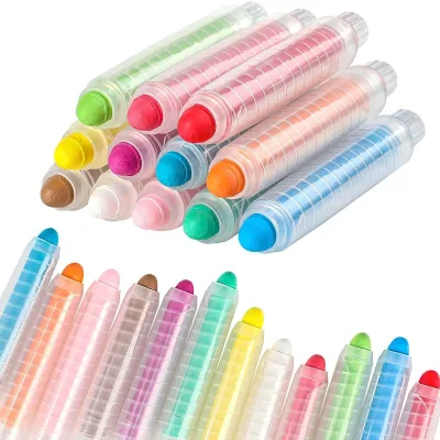 Washable Dustless Water Soluble Colored Chalk Set for Kids Drawing Blackboard Painting Safe Non Toxic Classroom Office Supply