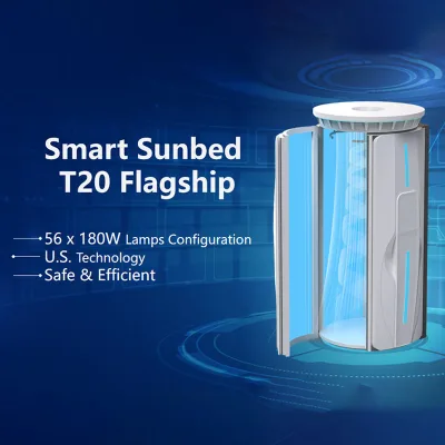 HFBR T20 Stand-Up Solarium Tanning Bed 180W Lamp for Home Spa Body Fast Even Tanning 1 Year Warranty