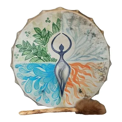 Shaman Drum 10 Inch Hand Drum With Drum Stick Instrumental for Spiritual Music Reflection Meditation
