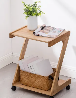 Bamboo Side Table Small Coffee Table Corner Living Room Mobile Desk Bedroom Modern Minimalist Sofa Cabinet Bedside Square