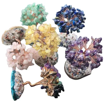 Natural Decorative Wire Crystal Tree With Agate Slice for Decoration