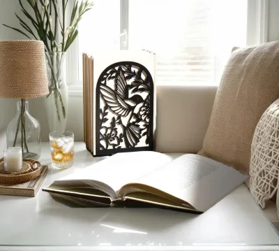 Metal Book End Non Skid No Rusting Book End, Unique Designs Book Stopper for Home, Office, Library