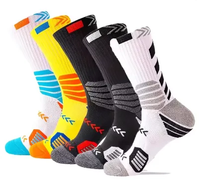 Men Basketball Socks, 5 Pairs of Different Types Chinlon Material Athletic Socks for Adult or Youth Kids