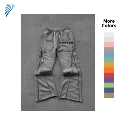 High Quality Cotton Acid Washed Zipper Design Pants Wide Leg Vintage Baggy String Tracked Sweatpants for Men