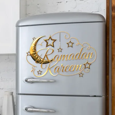 Ramadan Alphabet Gold English Moon Wall Sticker Living Room Home Decoration Wall Sticker Self-Adhesive