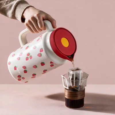 Wholesale 50oz 64oz Vacuum Insulated Coffee Pot with Press Handle, Leak-Proof Push Button Dispenser for Restaurant Cafe