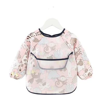 Children's Overalls Waterproof Long-sleeved Anti-wearing Baby Eating Clothes Cotton Children's  Baby Bib