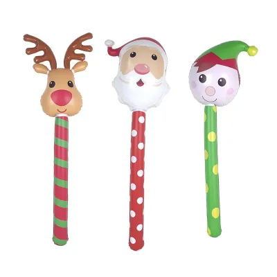 Hot Sale Inflatable Christmas Stick Christmas Ornament Inflatable Santa Claus Stick Inflatable Hammer Toys for Kids