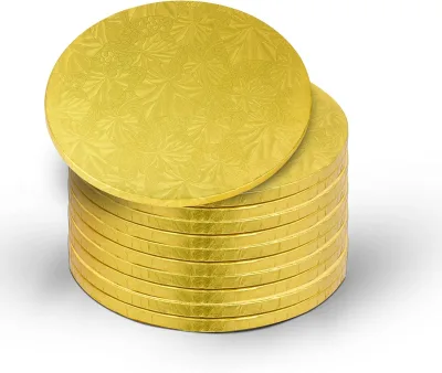 Cake Base Board 12 Inch Thick Greaseproof Assorted Round Card Board in Gold Cake Base for Presenting Heavy Tall Tiered Cakes