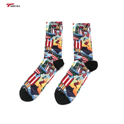 Custom Logo Anime Styled Men's Cycling Socks Home-Printed Flag Design