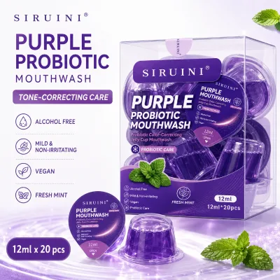 Portable Purple Probiotic Mouthwash for Oral Health Balance Fresh Mint Alcohol Free Travel Friendly Dental Mouthwash