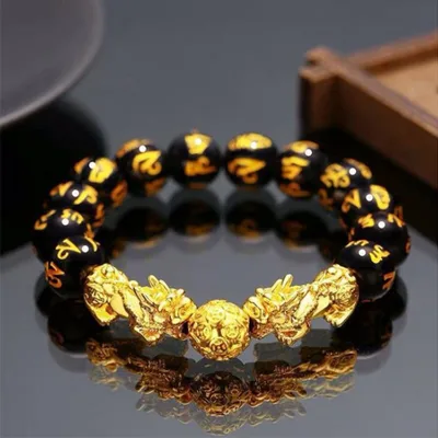 Hot Sale Natural Obsidian Bracelet Color Preserving Golden Pearl Bracelet Lucky Feng Shui Bracelet for Anybody