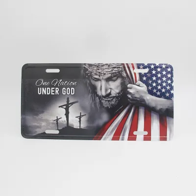 Custom logo Full Printing Aluminum License Plate USA Flag Design