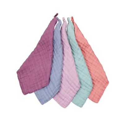 Happyflute Bamboo Cotton Gauze Towel Set Eco-Friendly Portable Wearable Baby Blanket Swaddling Plaid Design 5-Piece