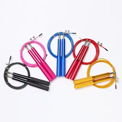 Adjustable Steel and PVC Wire Jump Rope for Fitness Home Sports & Leisure Aluminum Handle with Colorful Non-Slip Design