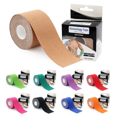 5cm 5m Cotton Kinesiology Tape High Stickiness Breathable Water Resistant CE Certified Athletic Sports Turf Tape Rolls for
