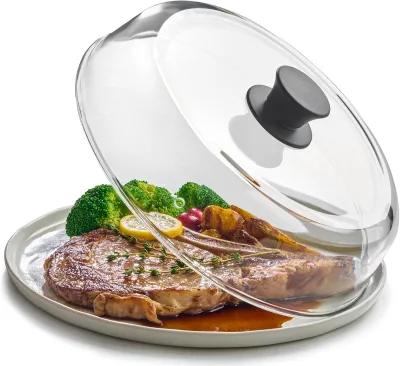 10inch Glass Microwave Splatter Cover for Food Cookware Bakeware Serving Dish Cover Plate Splatter Guard Lid with Easy Grip