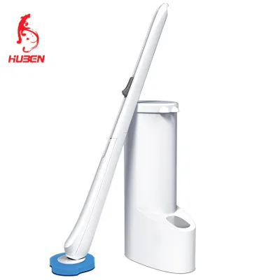 Disposable Toilet Brush Holder Set with 16 Replacement Brush Heads Cleaning Solution for Household Bathroom Convenient Use