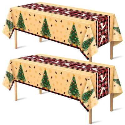 Cross-border for Disposable Christmas Party Decoration Rectangular Tablecloth Indoor Outdoor Background Banner