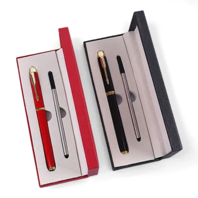 Luxury Vintage Metal Fountain Pen Unique Executive Custom Ink Logo Printed Stainless Steel Tip 0.5mm Branded Fancy Gift Box